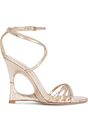 Tom Ford Paradis Stamped Python Strappy Sandal in - Metallic Neutral. Size 36 (also in ).