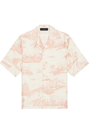 AMIRI LA Landmark Bowling Shirt in - Cream. Size L (also in M, S, XL/1X).