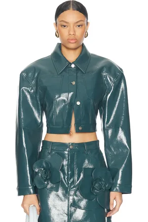 AKNVAS Cropped Mercer Jacket in - Teal. Size 0 (also in 8).