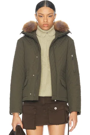 Burberry Quilted Jacket With Fur Hood in - Olive. Size XS (also in ).