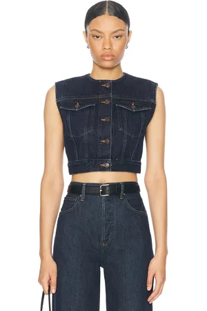 AGOLDE Leo Vest in - Denim-Dark. Size L (also in M, S).