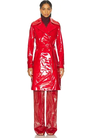PRISCAVera Patent Leather Trench Coat in - Red. Size L (also in M).