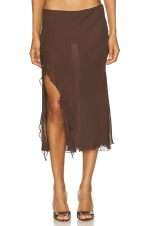 PRISCAVera High Slit Ruffle Skirt in - . Size L (also in XS).