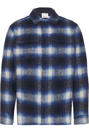 Simkhai Caleb Plaid Shirt Jacket in - Blue. Size M (also in S).