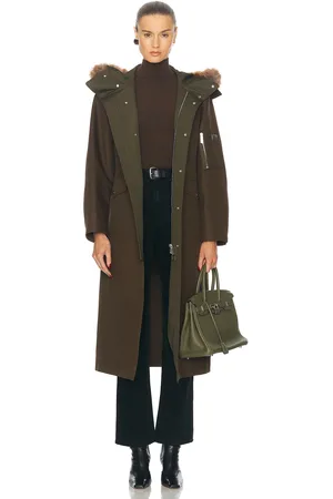 Burberry Long Washed Parka in - Olive. Size L (also in M, S, XS).