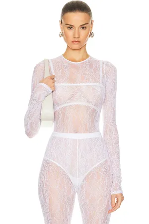 WARDROBE.NYC Lace Bodysuit in - White. Size L (also in XS, XXS).