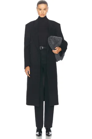 NILI LOTAN Edmont Double Breasted Long Coat in - Black. Size L (also in ).