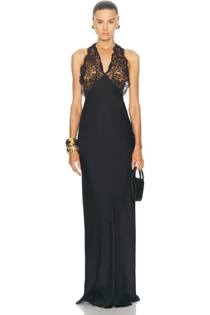 Saint Laurent Lace Bodice Long Dress in - Black. Size 40 (also in ).
