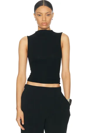ENZA COSTA Silk Knit Rib Sleeveless Mockneck Top in - . Size L (also in ).