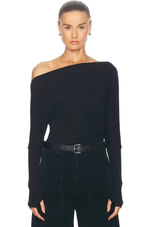 ENZA COSTA Cashmere Cuffed Off Shoulder Longsleeve Top in - . Size XS (also in ).