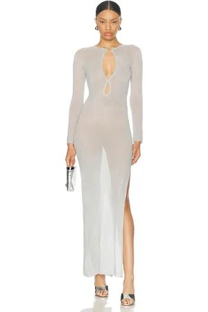 Casablanca Sheer Long Dress in - Metallic . Size L (also in M).