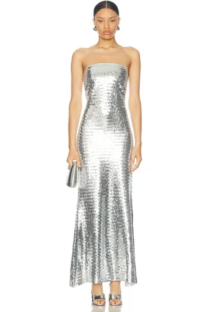 SIMON MILLER Sculpty Strapless Sequin Dress in - Metallic Silver. Size 8 (also in ).