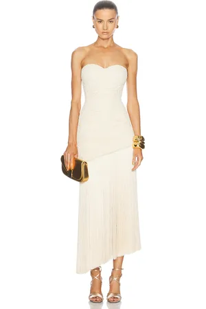 PATBO Jacquard Strapless Fringe Maxi Dress in - Cream. Size 8 (also in ).
