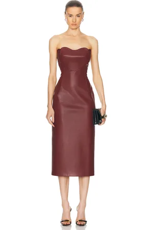 MARIANNA SENCHINA Love Lock Leather Dress in - Burgundy. Size S (also in ).