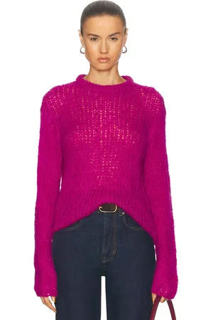 THE ELDER STATESMAN Thistle Crew Sweater in - Pink. Size L (also in S).
