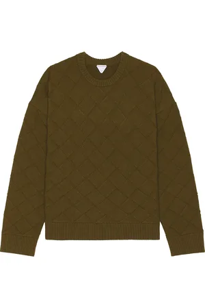 Bottega Veneta Crew Neck Wool Intreccio 3d Knit Sweater in - Olive. Size XL/1X (also in ).