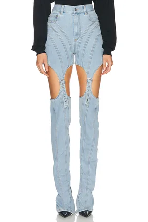 MUGLER Cut Out Straight Leg in - Denim-Light. Size 28 (also in ).