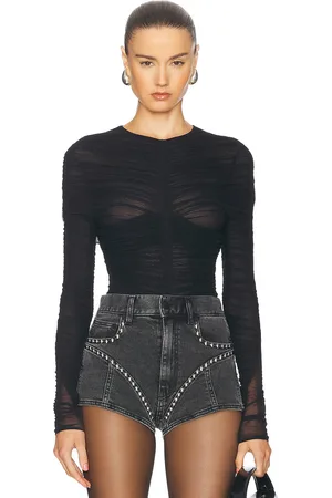 MUGLER Mesh Long Sleeve Bodysuit in - . Size 34 (also in ).
