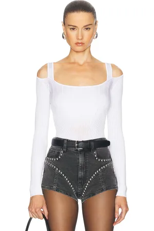 MUGLER Long Sleeve Bodysuit in - Cream. Size L (also in XL).