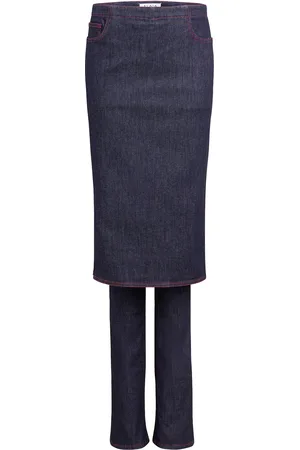 Alaïa Straight Leg With Skirt in - Denim-Dark. Size 34 (also in 36, 38, 40).