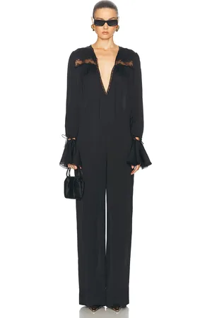Saint Laurent Tie Front Long Jumpsuit in - Black. Size 38 (also in 40).