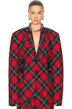 Jean Paul Gaultier Tartan Tailored Jacket in Red Black & White - Red. Size 34 (also in 36, 38, 40).