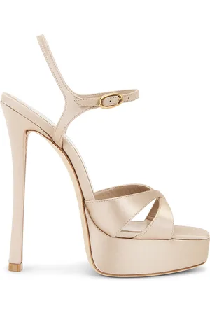 Saint Laurent Arancha Sandal in - Metallic Neutral. Size 39.5 (also in 40, 41).