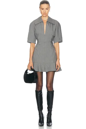 Ganni Short Sleeve Mini Dress in - Grey. Size 38 (also in ).
