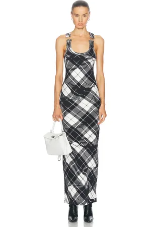 Jean Paul Gaultier Tartan Tank Top Long Dress in Black Grey & White - Black. Size XS (also in ).