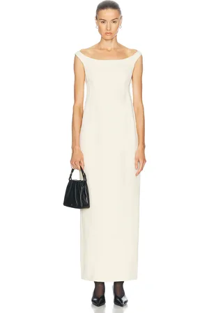 Totême Curved Off Shoulder Dress in - White. Size 34 (also in 38).