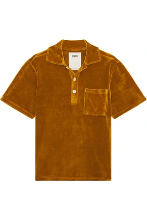 Oas Girona Velour Polo in - Tan. Size L (also in M, S).