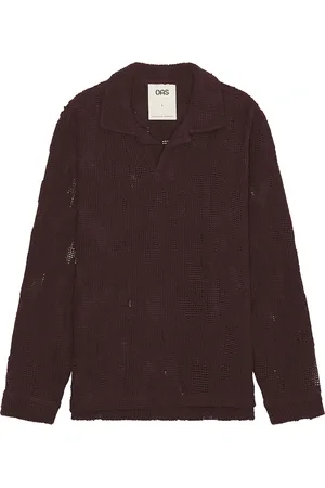 Oas Grot Crochet Long Sleeve Polo in - . Size L (also in S, XL/1X).