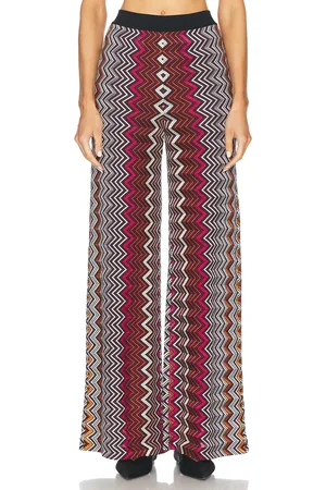 Missoni Wide Leg Trouser in Black Pink White & Rust - Rust,Pink. Size 36 (also in ).