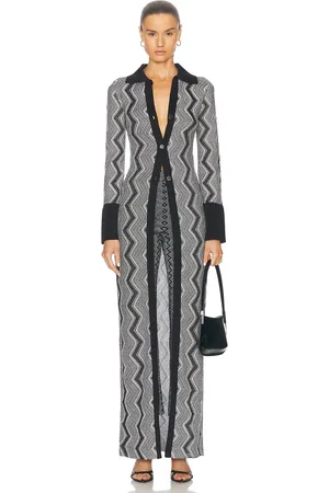 Missoni Micro Chevron Long Cardigan in - Metallic Silver. Size 36 (also in ).