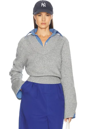Helsa Talena V Neck Sweater in - Grey. Size L (also in M, S).
