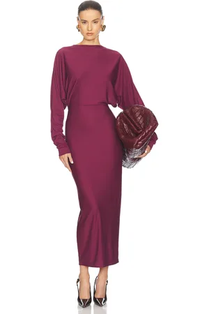 Helsa Matte Jersey Open Back Dress in - Burgundy. Size M (also in ).