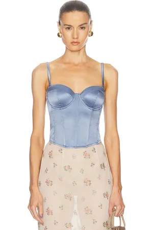 FLEUR DU MAL Hamptons Bustier Top in - Blue. Size S (also in XS).