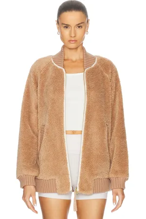 Varley Ella Longline Sherpa Bomber Jacket in - Brown. Size L (also in ).