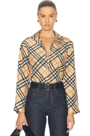 Burberry Silk Top in - Beige. Size 0 (also in 2, 4, 6).