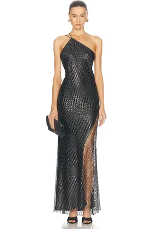 The Sei Sheer Slit One Shoulder Gown in - Metallic . Size 0 (also in 4, 6).