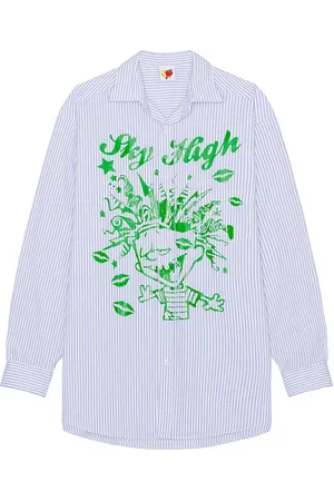 Sky High Farm Mindblown Print Button Down Shirt in - Blue. Size L (also in S, XL/1X).