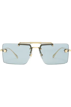 VERSACE Rectangular Sunglasses in - Blue. Size all.