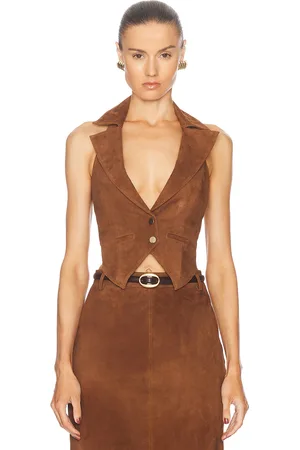 Retrofete Josephine Suede Vest in - Brown. Size L (also in S, XL, XS).