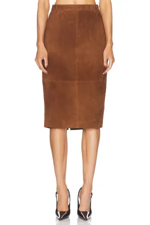 Retrofete Marcella Suede Skirt in - Brown. Size L (also in M, S, XL).