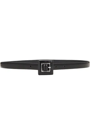 Saint Laurent Skinny Brushed Leather Belt in - Black. Size 65 (also in 70, 85, 90).