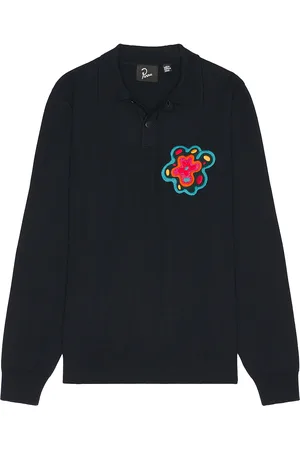 By Parra Flower Blob Knitted Polo Sweater in - Navy. Size L (also in M, S).