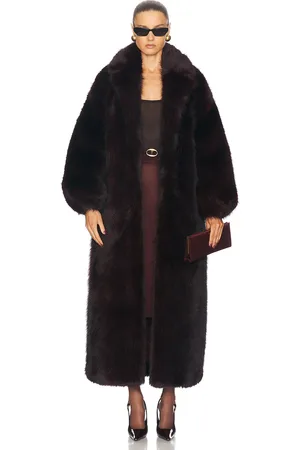 Retrofete Dasha Faux Fur Jacket in - Burgundy. Size S (also in M, XS).