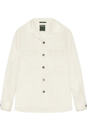 Ermenegildo Zegna Camicia Shirt in - Cream. Size L (also in M, S, XL/1X).