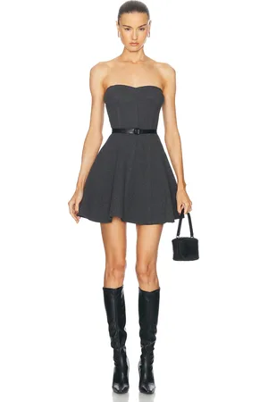 Norma Kamali Strapless Grace Mini Dress in - Grey. Size L (also in M, S, XL).