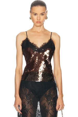 Retrofete Danna Sequin Top in - Brown. Size L (also in M, XL).